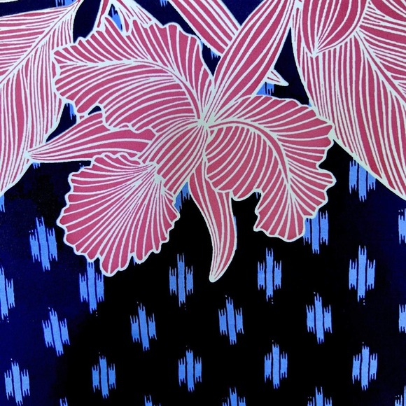 Lands' End Women's Tankini Top Sz 16 Square Neck Floral Ikat Print  Built-In Bra - Picture 4 of 6